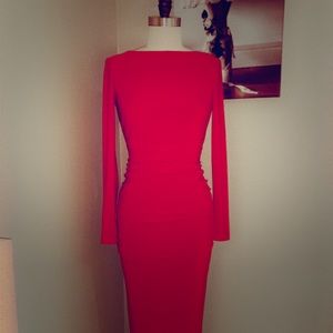 Red classy long dress XS